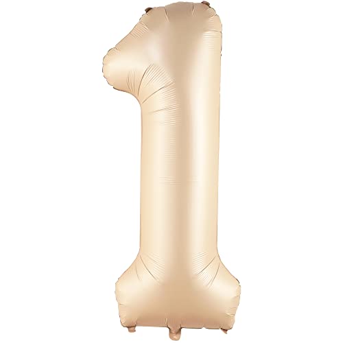 Image of KatchOn Beige Number 1 Balloon 40 Inch