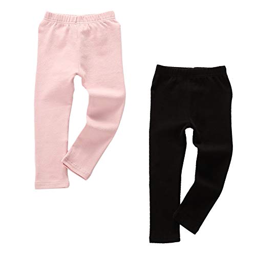 FIGHTA Toddler Leggings Little Girls Basic Cotton Leggings Baby Girls Pants 2 Pack Children Trousers (4-5T)