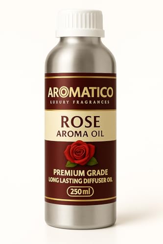 Image of AROMATICO Rose Diffuser Oil with Strong, Long-Lasting Aroma For Homes, Offices & Showrooms. Aromatherapy, Diffusers, Air Purifiers, Vaporizers - 250 ml