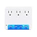 CyberPower P3WUN Blue Night Light Power Wall Tap, 3 Outlets, 4 USB Charge Ports, Automatic Night Light
