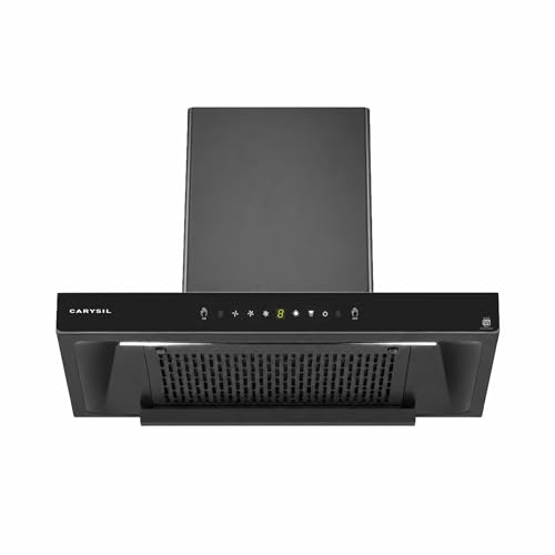 Image of Carysil AeroSync 60 cm Kitchen Chimney, T- Shape, 1500 m /hr Suction, Auto-Clean Filterless, 3-Speed Touch & Gesture Control, LED Lamp, 10-Year Warranty - Black