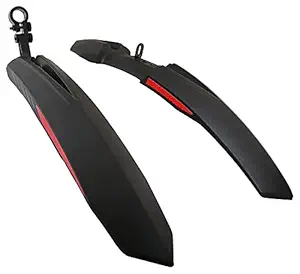 IndiaLot Bicycle Mudguard Fenders with Reflective Tape, Black-Red