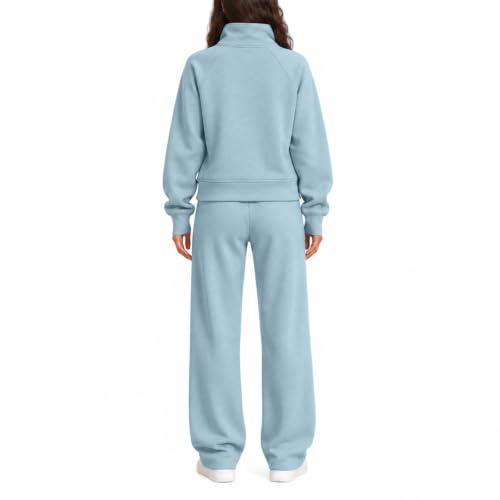 Women Jogging Suits 2 Piece Set Zip Up Fleece Baggy Pullover Tops - image 4