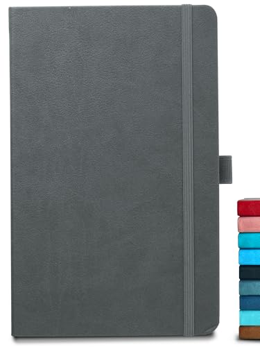Image of Doodle Pack of 2 A5 Executive Hard Bound PU leather Notebook Diary for Men Women | Corporate Diary with Elastic Band, Ribbon Bookmark & Pen Loop | 160 pages | 80 gsm | For Office and Personal use - Grey