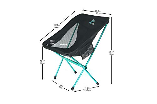 FE Active Silla de Camping Plegable - Silla para Exteriores Compacta, Ligera y Portátil. Silla de Camping para Adultos y Niños. Ideal para Viajes, Mochileros, Pesca, Playa | Diseñada en California