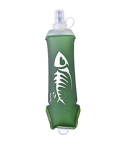 PBENO Botella Agua Botella de Agua Plegable, Botella de Agua Blanda, Botella de Silicona portátil Adecuada for Deportes, Ciclismo, Bolsa de Agua Blanda al Aire Libre Botella(Dark Green)