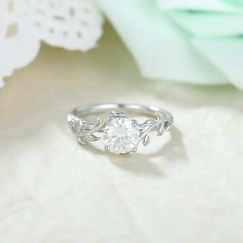 Bridal Wedding Promise Ring for Women Moissanite/Alexandrite 925 Sterling Silver Plated Platinum Art Deco Solitaire Engagement Ring for Her Size 4-92