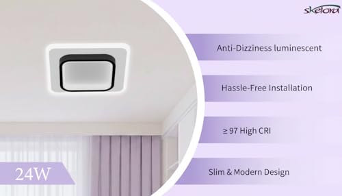 Image of Premium 24W LED Ceiling Light | 3 Color Modes (Warm, Natural, Cool) - Flicker-Free, Anti-Glare |Bedroom, Office, Kitchen, Bathroom, Balcony & Walkway (Square Black 24W)