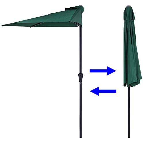 不二貿易 半円パラソル 半円 クランク開閉 85190 グリーン 奥行135×高さ249×幅270cm 2枚目