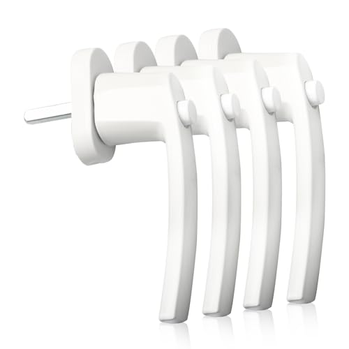 4 Stück Fenstergriffe mit Kindersicherung – Weißer Aluminium Fenstergriff mit Druckknopf 35mm Stift für Fenster Terrassentüren und Balkontüren robust sicher