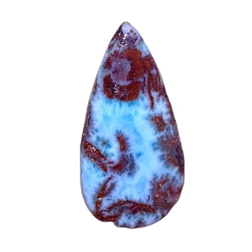 Larimar naturel d'exception en cabochon poire 46x23mm pour sertissage de pendentif haut de gamme