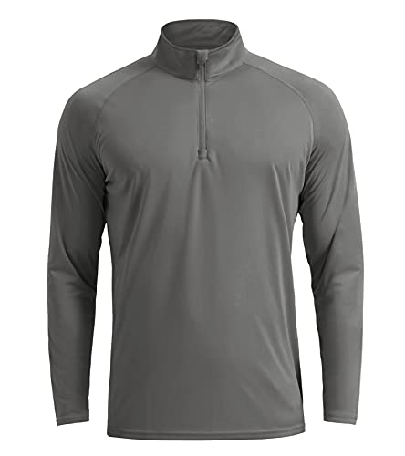Crysully Men's Long Sleeve Upf 50+ Shirt Gym Quick Dry Hiking Camping Tops Dark Grey #TOP8