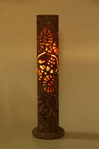 Elephant & Flower Carving Agarbatti Stand | Marble Soapstone Hand-Carved Pipe Shape Incense Burner | Ash Catcher for Incense Sticks | Spiritual Decor & Gift for Puja Room (3"x3"x11")