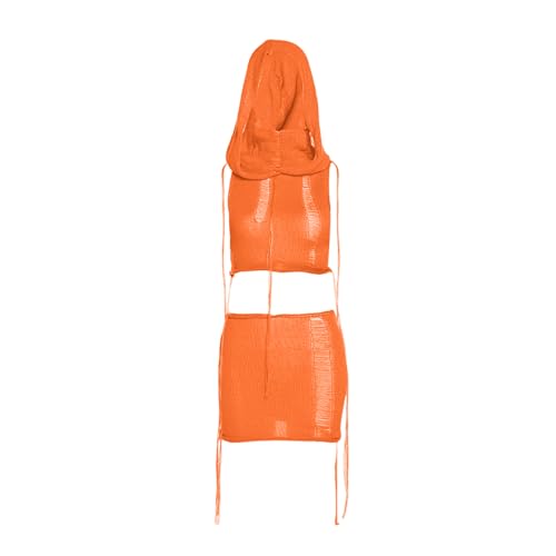 Women Trendy 3 Piece Outfits Crochet Knitted Balaclava See Through Halter Crop Top Hollow Out Mini Hot Shorts Sets