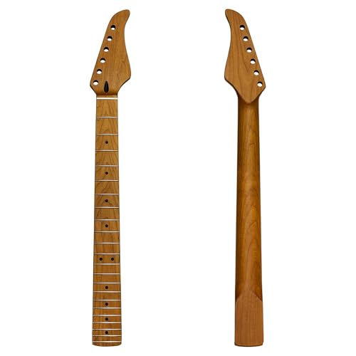 Amuic Strat Guitar Neck 22 Frets 25.5 Roasted Canada Maple ST Guitar Neck with Radius 9.5 Fretboard for Stratocaste Guitar Parts Replacement (Roasted Maple)