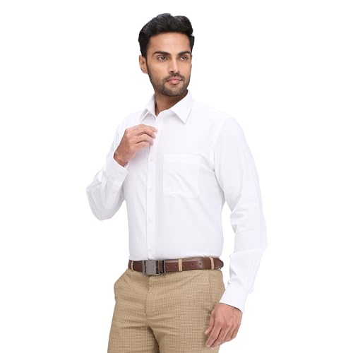 Image of Raymond Men Pure Cotton Slim Fit Structure Pattern Semi Cut Away Collar Formal Shirt
