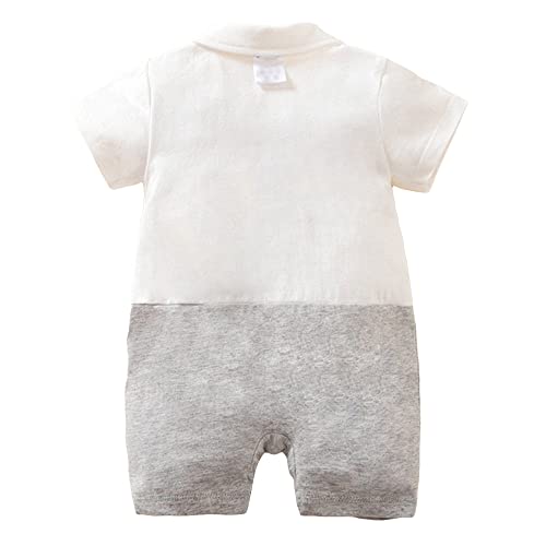 Image of Hopscotch Boys Cotton Bow Embellished Romper in White Color
