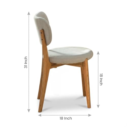 Image of 6 Seater Modern Acacia Wood Dining Table Set with White Marble Top & Upholstered Chairs | Rectangular Solid Wood Dining Table 69x39 Inches | Contemporary Dining Furniture for Home from Jodhpur