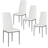 Giantex Set of 4 PU Leather Dining Side Chairs with Padded Seat Foot Cap Protection Stable Frame Heavy Duty Elegant Ergonomically High Back Design for Kitchen Dining Room Home Furniture, White