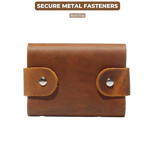 Toprank Genuine Leather Slim Wallet & Card Holder – Handmade Minimalist Design for Men & Women, Vintage Distressed Look (Camel)3