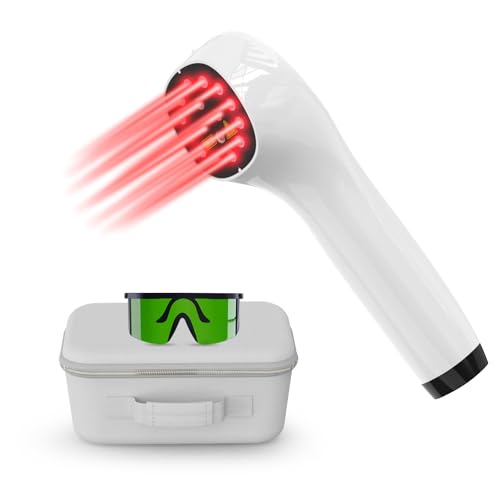 Kaltlaser-Therapiegerät für Menschen, handgeführtes Rotlichttherapiegerät mit LED-Anzeige, zur Anwendung an Gelenken, Rücken, Knien und Muskeln (4 * 808nm+12 * 650nm)
