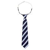 Qianyu Vorgebundene Kinderkrawatte für Jungen Mädchen Schwarz und Blau Krawatte Cashew Blume Diagonal-Stripe Krawatten Bekleidungs Zubehör für Hochzeits Schuluniform Geburtstag