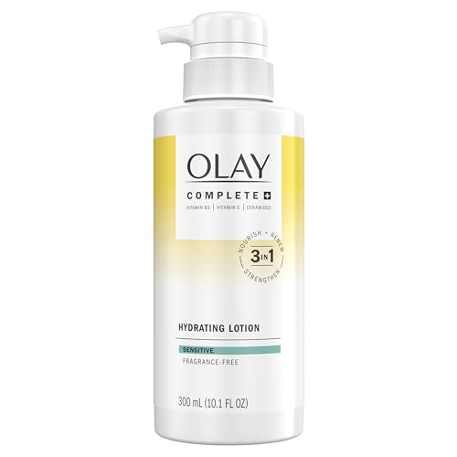 Olay Complete+ Hydrating Lotion Fragrance-Free, 10.1 FL OZ, 3-in-1 Nourishing Face Moisturizer for All Skin Types with Vitamin B3, Vitamin E, and Ceramides