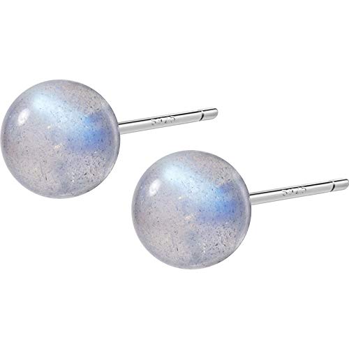 Boucles d'oreilles en Argent 925,Boucles d'oreilles en Argent S925 Clous d'oreille Minimalistes en Pierre De Lune Cartilage Élégant Petites Boucles d'oreilles Charm Cadeau d'anniversaire pour Les Cover