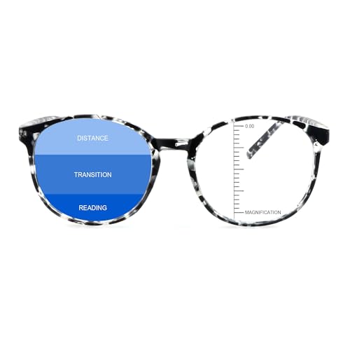 Image of Vintage Round Progressive Multifocal Presbyopic Glasses, Blue Light Blocking Glasses for Men Women Readers (Gray,+0.00 /+1.25 Magnification)