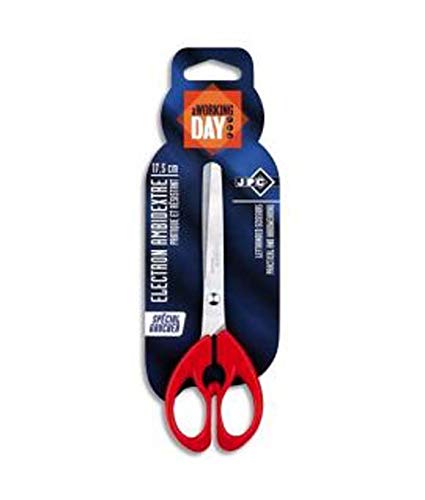 Lot de 12 Ciseaux ELECTRON 17cm lame inox, bouts ronds - Version droitiers sous blister