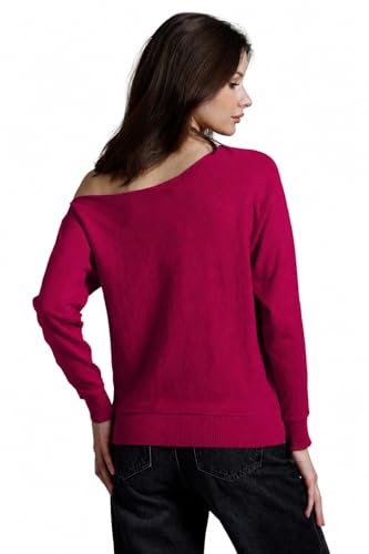 Image of Minnie Rose Womens Long Sleeve Off The Shoulder Cotton Cashmere Pull Over Sweater