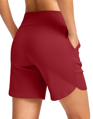 Image of G Gradual Women's Athletic Shorts 6 inch High Waisted Stretchy Bermuda Shorts for Women Quick Dry Summer Casual Shorts