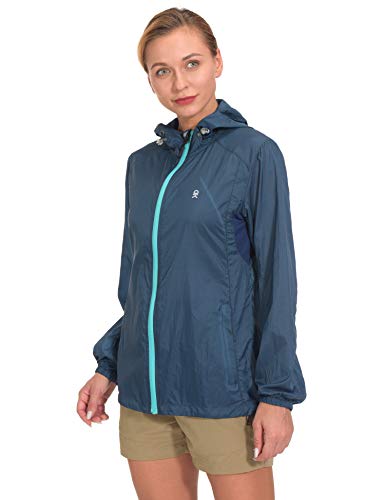 Little Donkey Andy Women's UPF 50 Protection Jacket Lightweight Packable Full Zip Hoodie for Running Cycling Walking, Navy Blue Medium