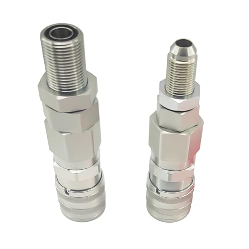 Image of 1 /2'' Flat Face Hydraulic Quick Connect Coupler Set for Skid Steer 440 440B 443 453, 16028 Heavy-Duty Carbon Steel Fittings with #8 JIC Bulkhead and Dust Cap-2pcs