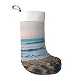 SamLng Calcetín de Navidad de playa y mar, para colgar en la chimenea, regalo de Navidad, hogar, fiestas, centros comerciales, Negro -, talla única