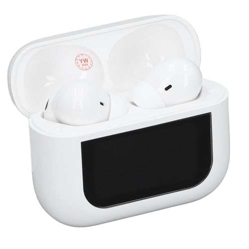 Jectse Cordless Earbuds Bluetooth 5.4 Headphones, In Ear HiFi Call Noise Canceling Earbuds with Touchscreen Charging Case, Night Light, Sports Earphones for Sports Workout Running (White)