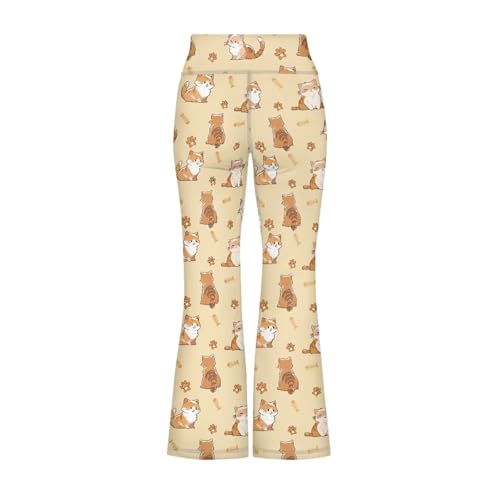 Image of Girls Leggings Floral Print High-Waisted Flared Pants 5-14 Years