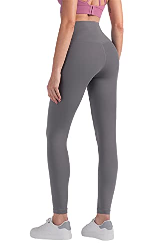 ROWNYEON Yoga Pants for Women Yoga Leggings with Pockets High Waist Workout Leggings 7/8 Length Tummy Control Athletic Leggings Grey