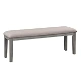 Blair Upholstered Dining Bench, 48' W Entryway Bench, Sturdy Solid Wood Frame, Wire Brush Brown Finish, Comfortable Cushion Seat, Easy Assembly, 1-Year Warranty, Modern & Traditional - Grey