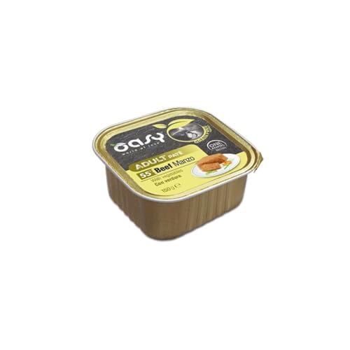 Oasy Umido Cane Adult Grainfree, alimento completo per cani adulti di tutte le taglie, formulato senza cereali e senza glutine, gusto MANZO | 12 vaschette da 150 grammi l'una.