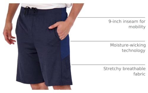 Image of Real Essentials Men's 5 Pack: 9 inch Dry-Fit Shorts - Athletic Gym, Workout, Basketball, Running, Casual Lounge Active Pockets