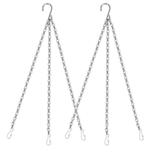 qisheng 2Pcs 16 Three Point Heavy Duty Metal Hanging Basket Chains - Heavy Duty Weatherproof Chain for Hanging Basket Bird Feeder Flower pots and Ornaments