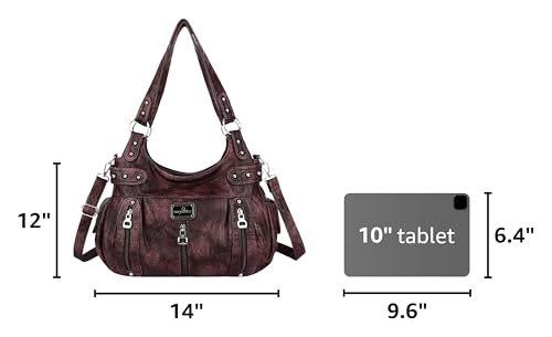 Image of Angel Kiss Large Purses and Handbags for Women Washed Faux Leather Crossbody Hobo Satchel Shoulder Handbag Tote Purse