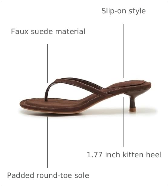 Image of Kitten Heel Thong Sandals for Women Slip-on Low Heeled Sandal Fashion Summer Flip Flops Heels