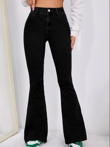 Image of Vogaan Women's High Waist Jeans || Flared Bell Bottom Bootcut Pants || Wide Leg Denim - Perfect for Travel, Party & Everyday Use