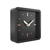 Driini Modern Mid Century Desk & Shelf Clock (Black Rose Gold) Battery Operated with Silent, Analog