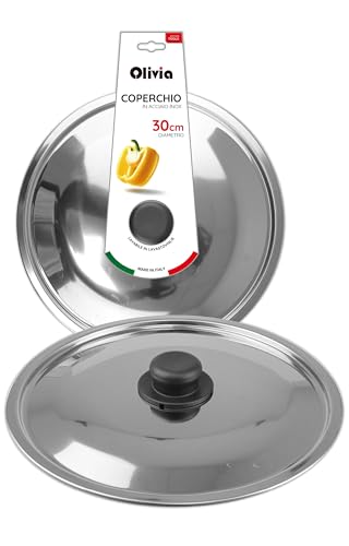 IPEA Tapa Sartén y Olla de Acero Inoxidable – 18/20 / 22/24 / 26/28 / 30 cm – Tapa Redonda...