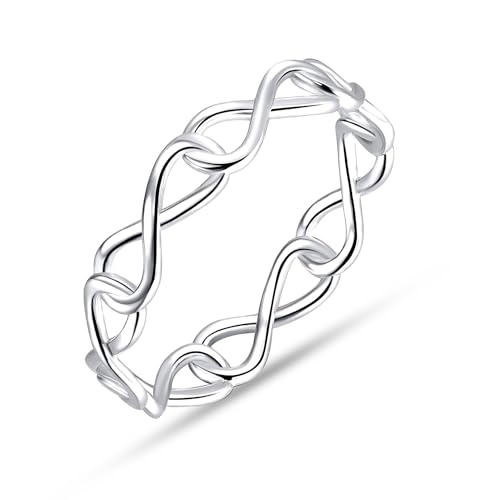 LeCalla 925 Sterling Silver Rings for Women | Infinity Knot & Chain Link Stackable Ring |Statement Wedding Band Engagement Ring Jewelry Gifts for Her(Sizes 6-9No.)