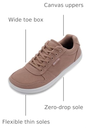 Image of WHITIN Women's Minimalist Barefoot Shoes Wide Toe Box W882 | Natural Toe Freedom, Zero Drop Balance, Flexible Thin Sole, Lightweight Canvas Comfort, Daily Walking