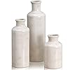 CUCUMI 3pcs Ceramic Vase Set, White Vases for Decor Modern Farmhouse Home Living Room Decor, Boho Flower Vases for Shelf, Mantel, Centerpieces, Kitchen, Coffee Table Decor